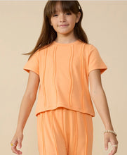 Load image into Gallery viewer, Hayden | Girls Detailed Peach French Terry Knit T-Shirt
