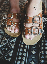 Load image into Gallery viewer, Buckle Downs | Brown Sandals
