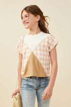 Load image into Gallery viewer, Hayden | Girls Print &amp; Taupe Overstitch T-Shirt
