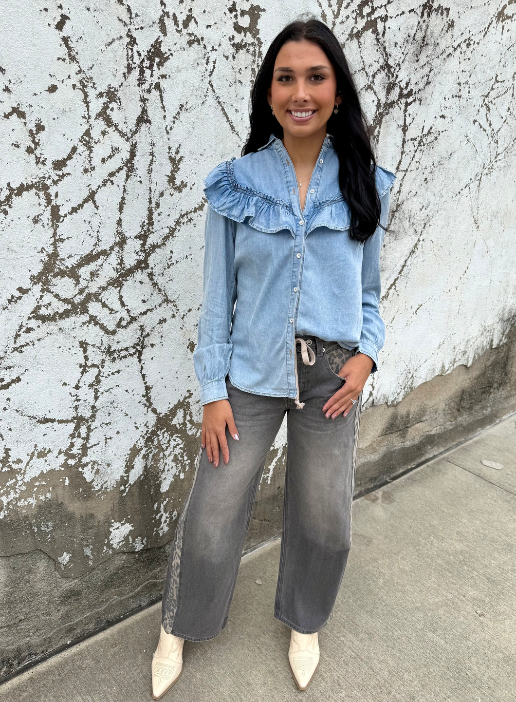 Dusty Leopard Panel Drawstring Pants