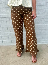 Load image into Gallery viewer, Brown Polka Dot Ruffled Pants
