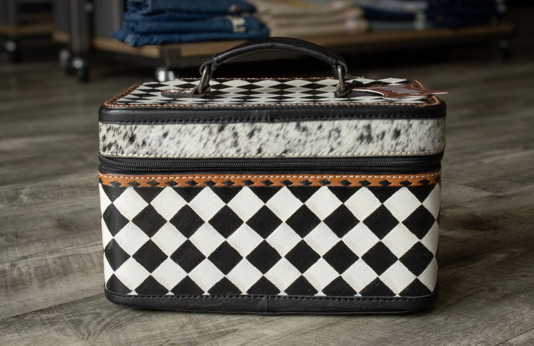 Tooled Checkered & Hide Jewelry Box XL