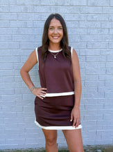 Load image into Gallery viewer, Brown &amp; Cream Soft Tank-Skirt Set
