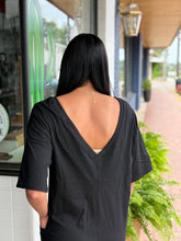 Load image into Gallery viewer, Black Tshirt Romper | V Back
