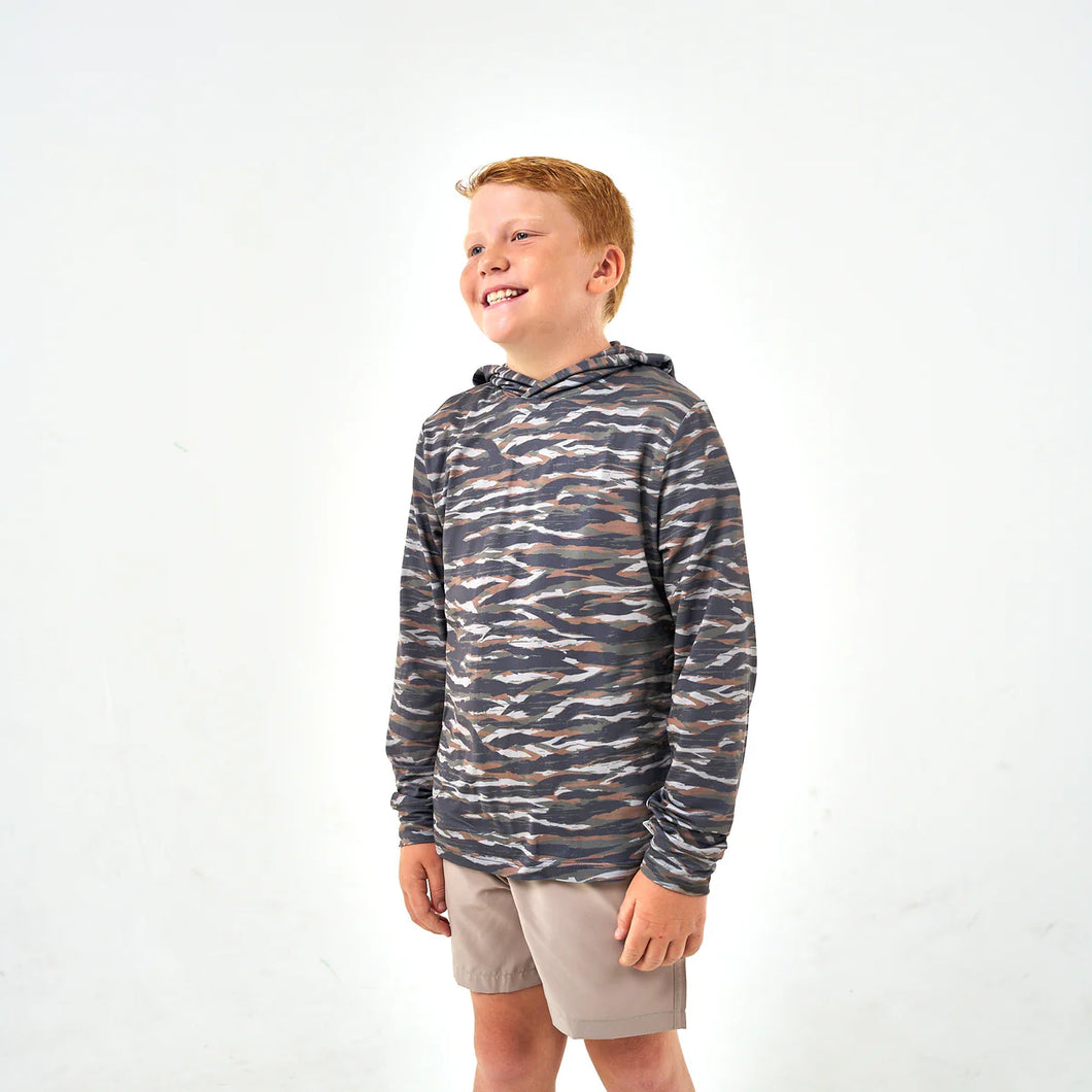 Burlebo | YOUTH Tiger Stripe Camo Wetland Performance Hoodie
