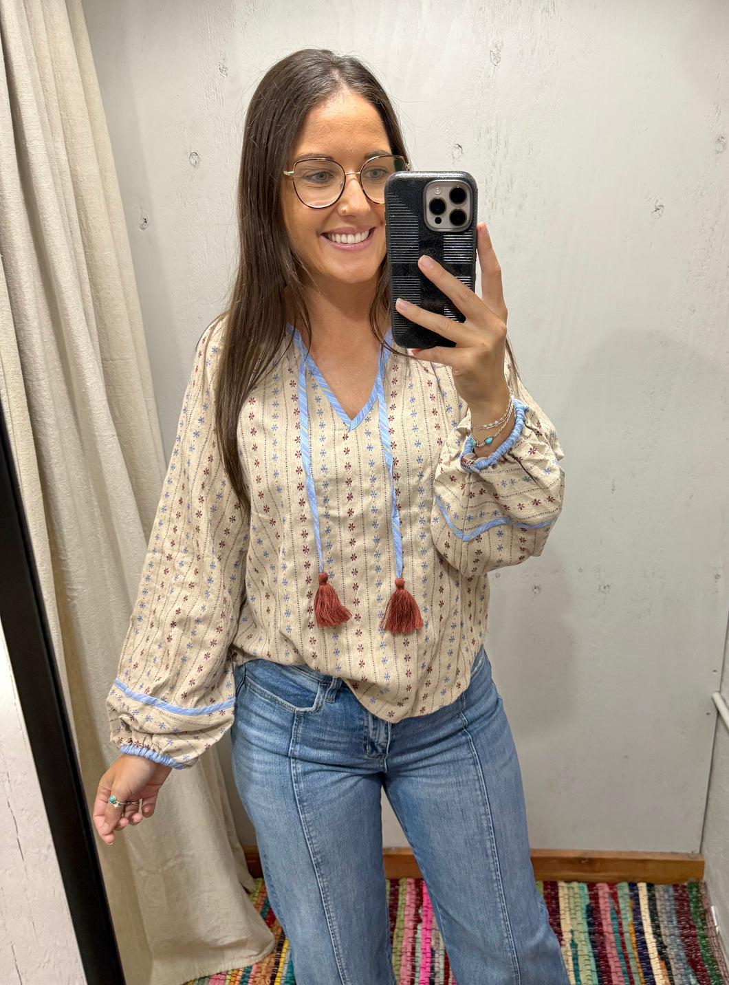 Floral Stripped Long Sleeve Top