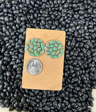 Load image into Gallery viewer, Round Cluster Green Turquoise Studs
