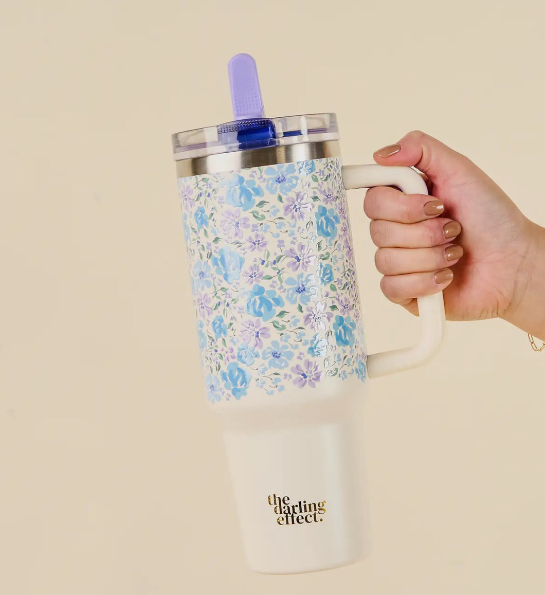 Lifestyle Flip Straw Tumbler 40oz | Secret Garden Blue