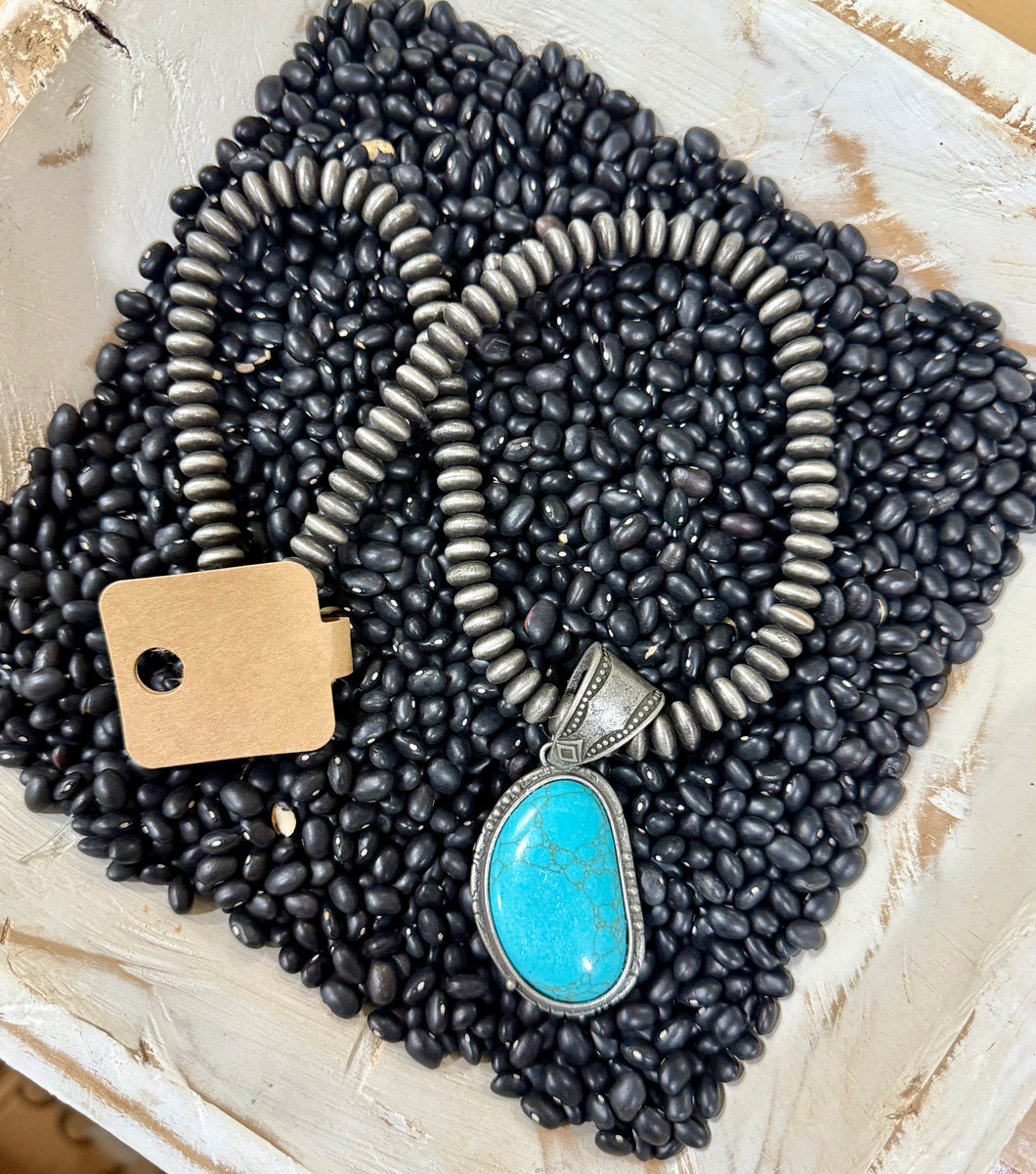 Turquoise Pendant Disc Necklace
