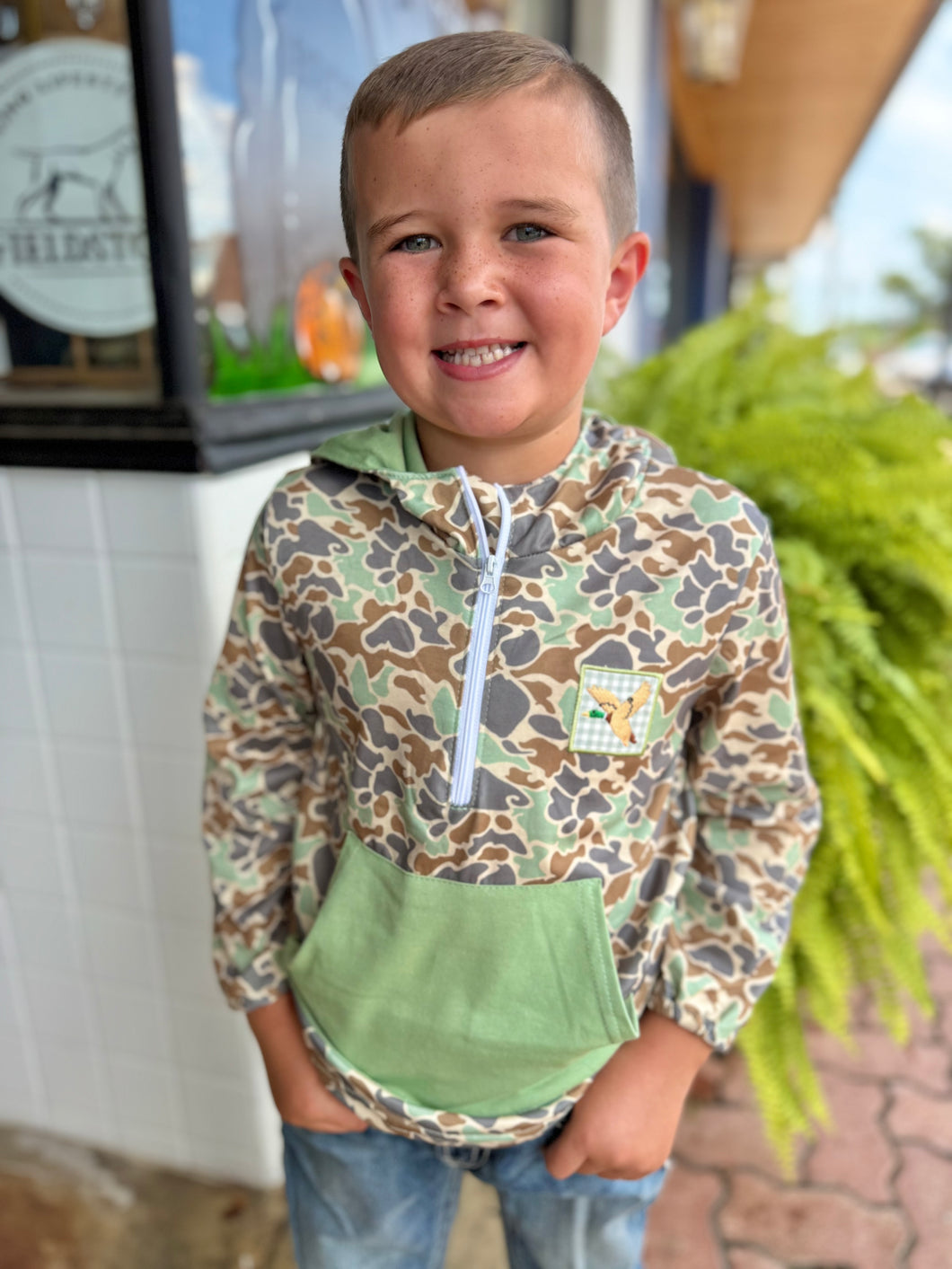 Lightweight 1/4 Zip Hoodie Retro Duck Camo