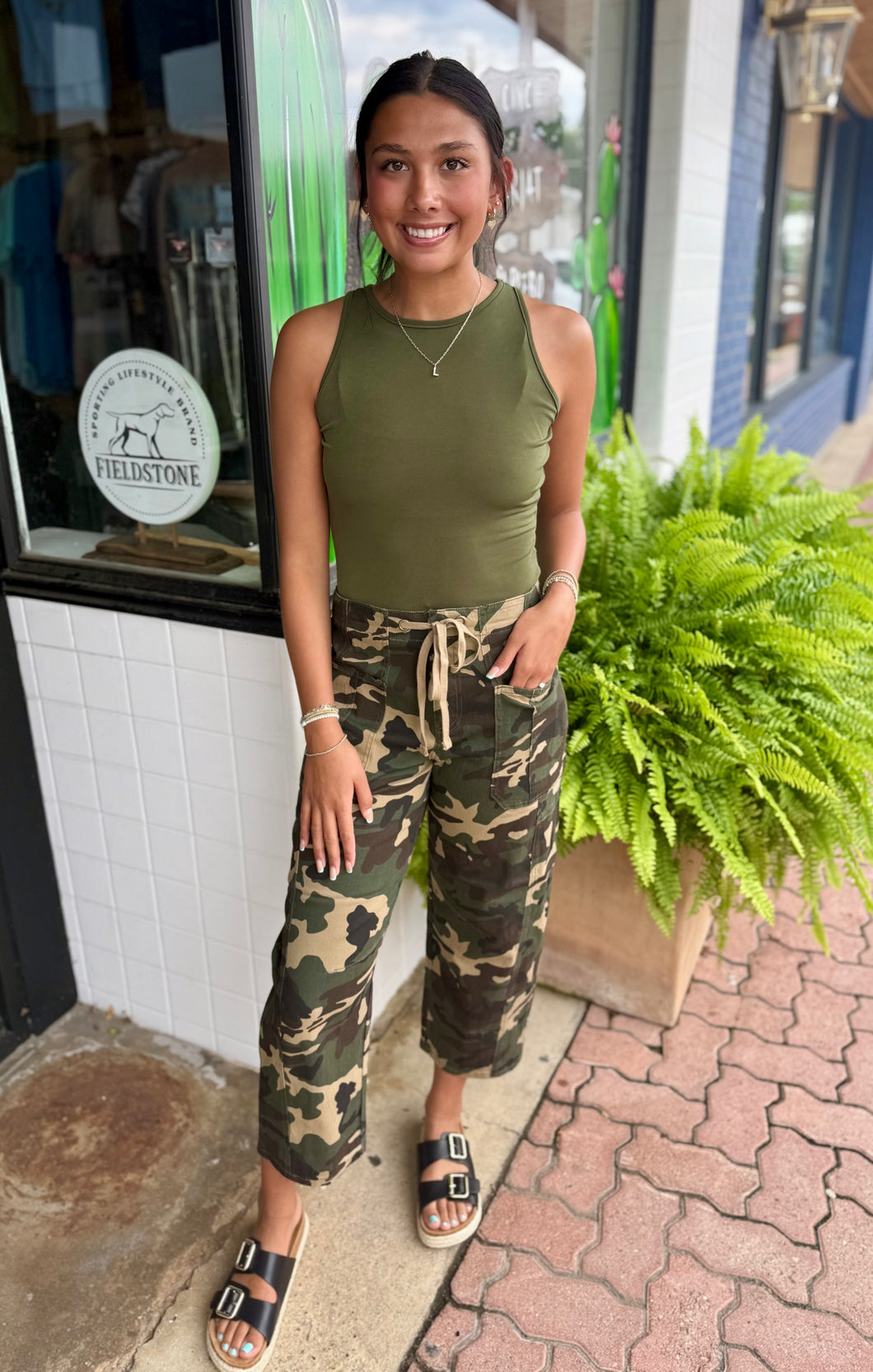 RISEN | Camo Drawstring Cargo Jean