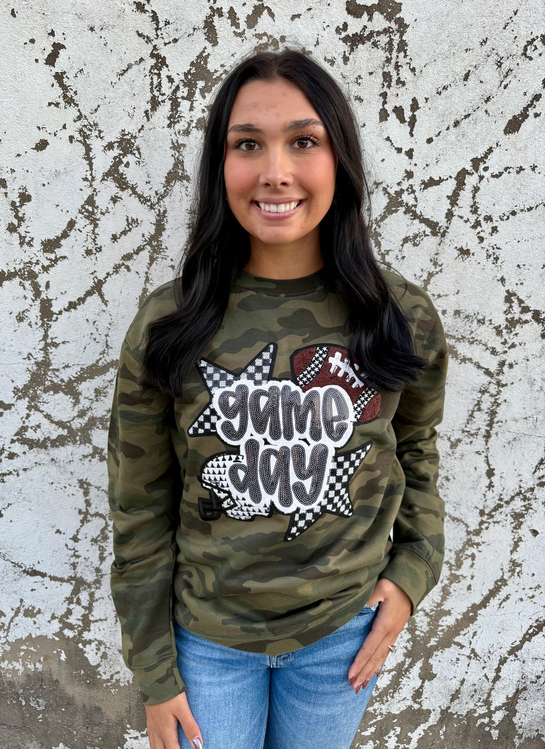 Camo Game Day Patch Crewneck