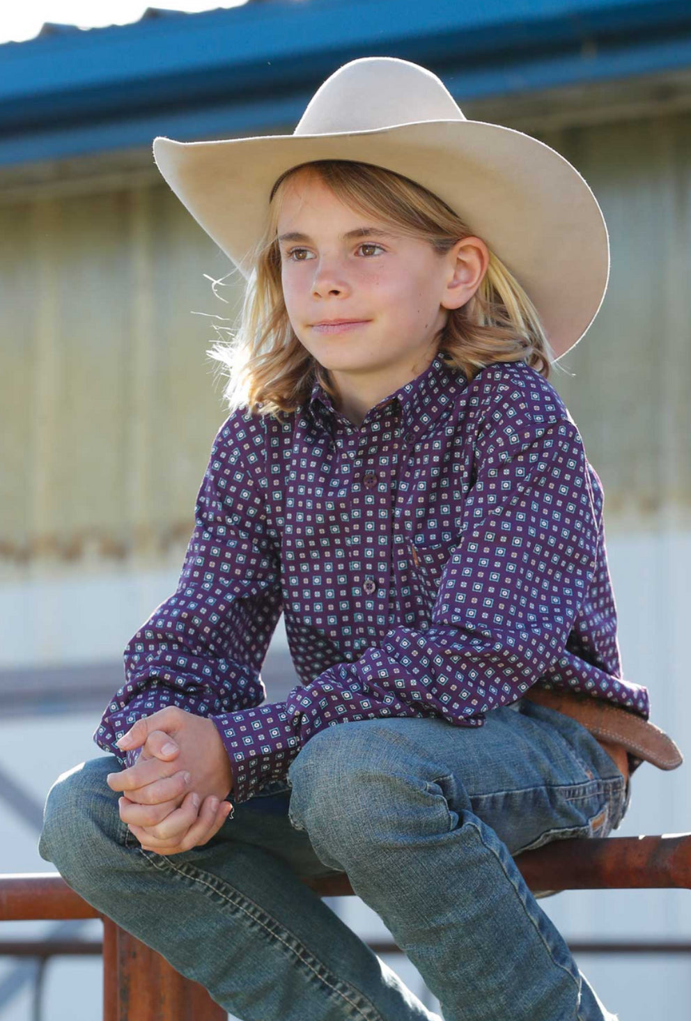 Cinch Boys | L/S Purple Button Up