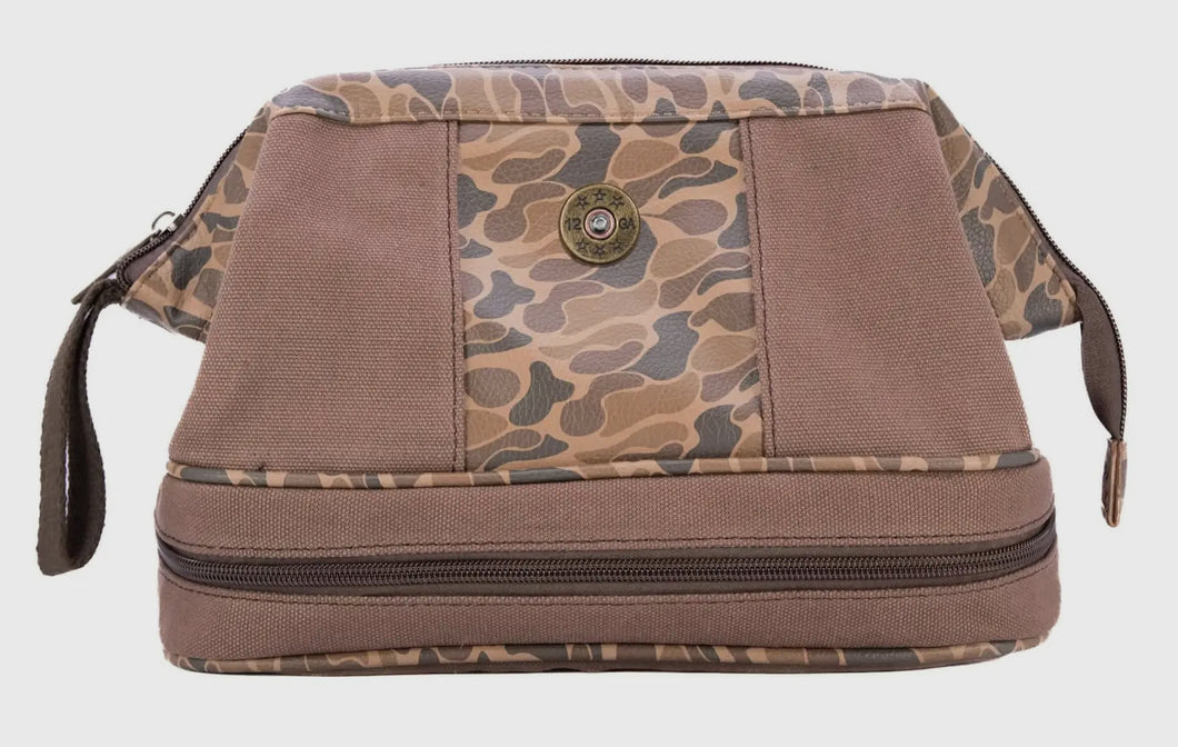 Shot Shell Brown Canvas/ Old School Camo Toiletry Bag