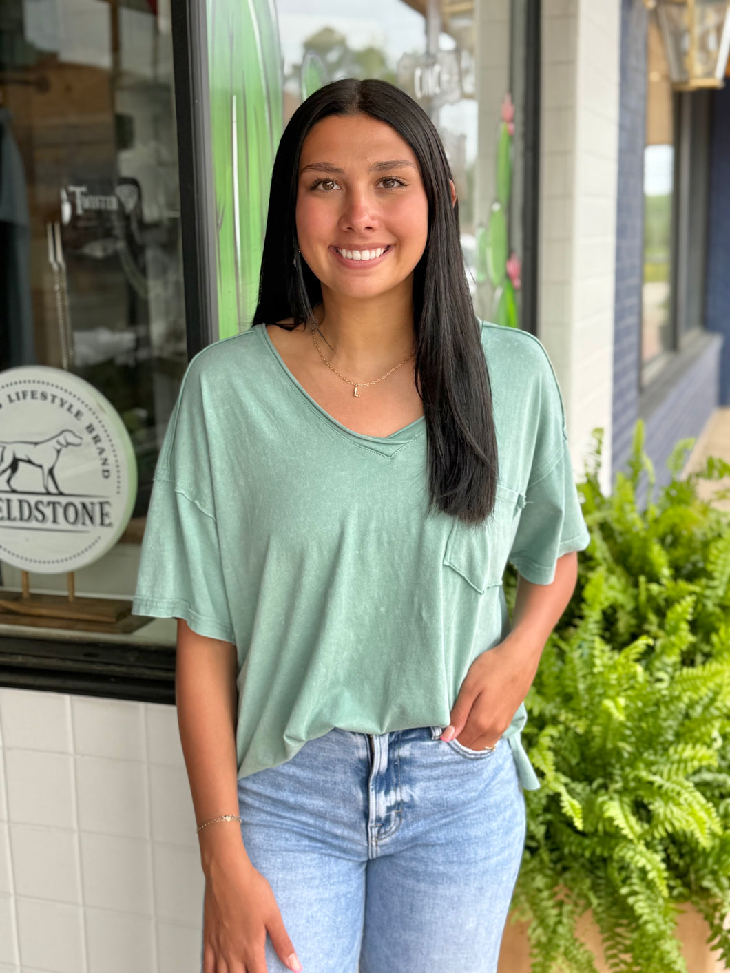 Basic Acid V-neck | Teal