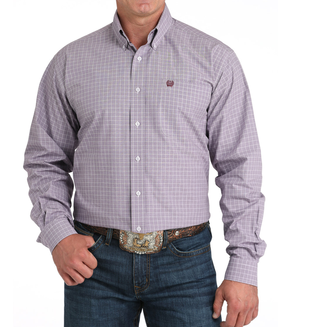 Cinch Mens | Plaid Lilac Button Up Shirt
