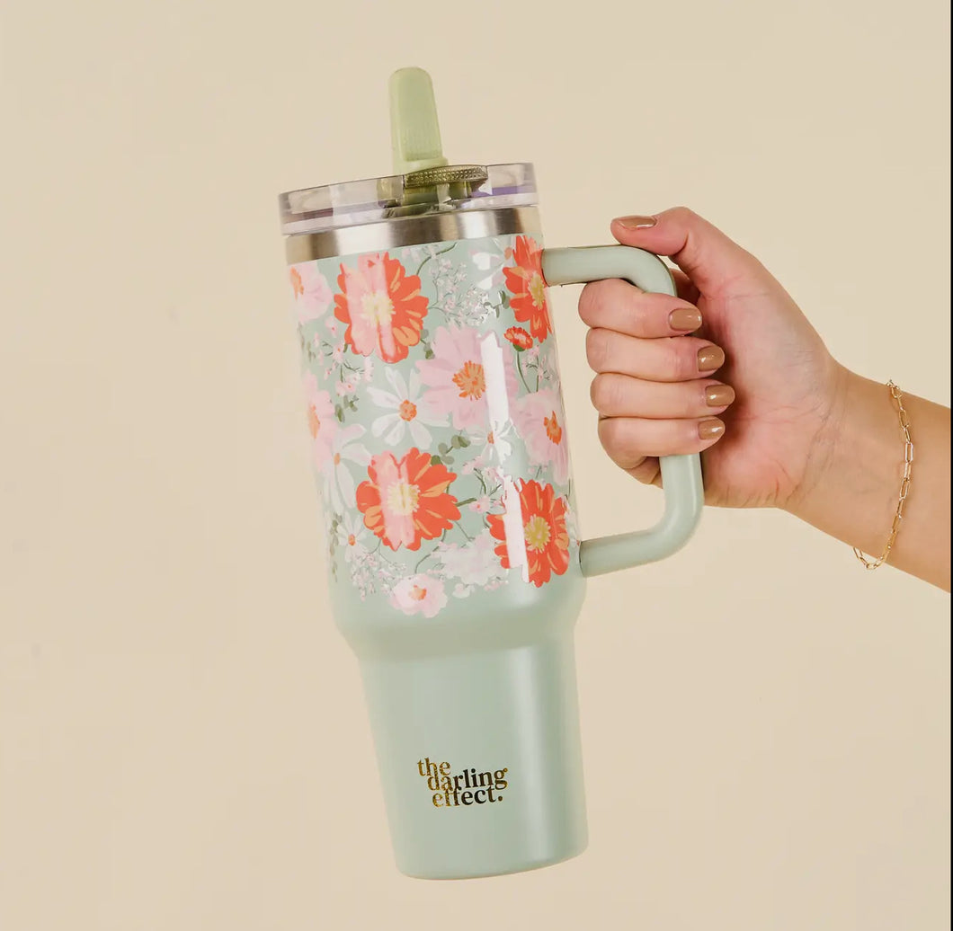 Lifestyle Flip Straw Tumbler 40oz | Bouquet Sage Green