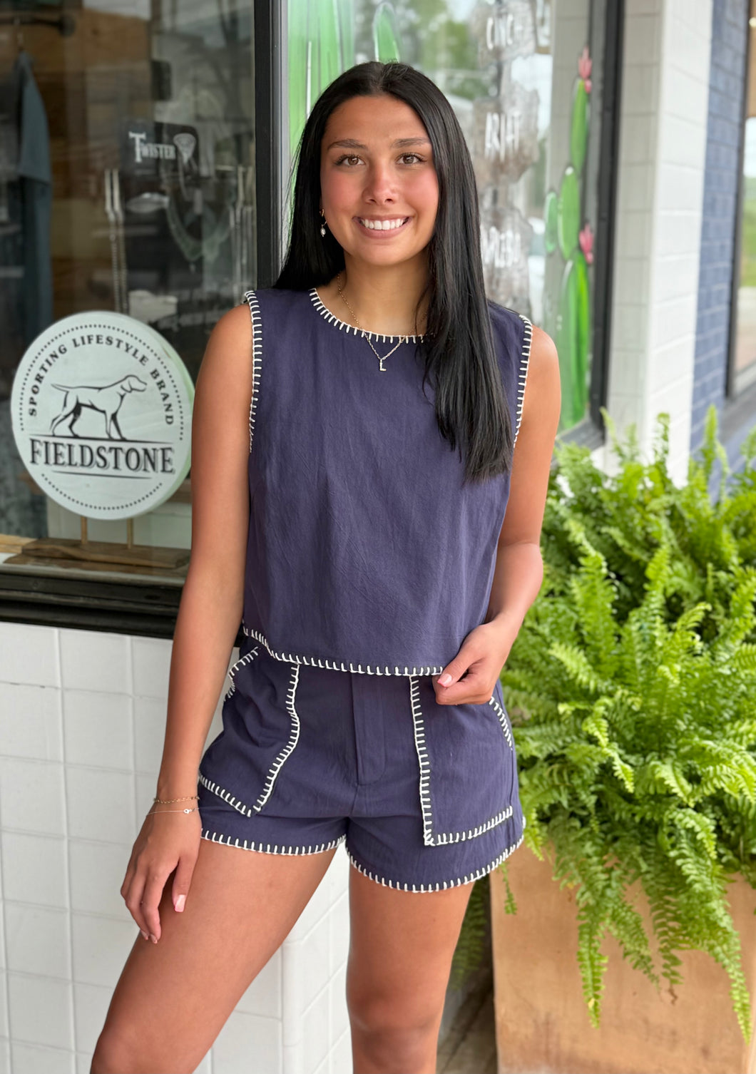 Natalie Navy Short Set