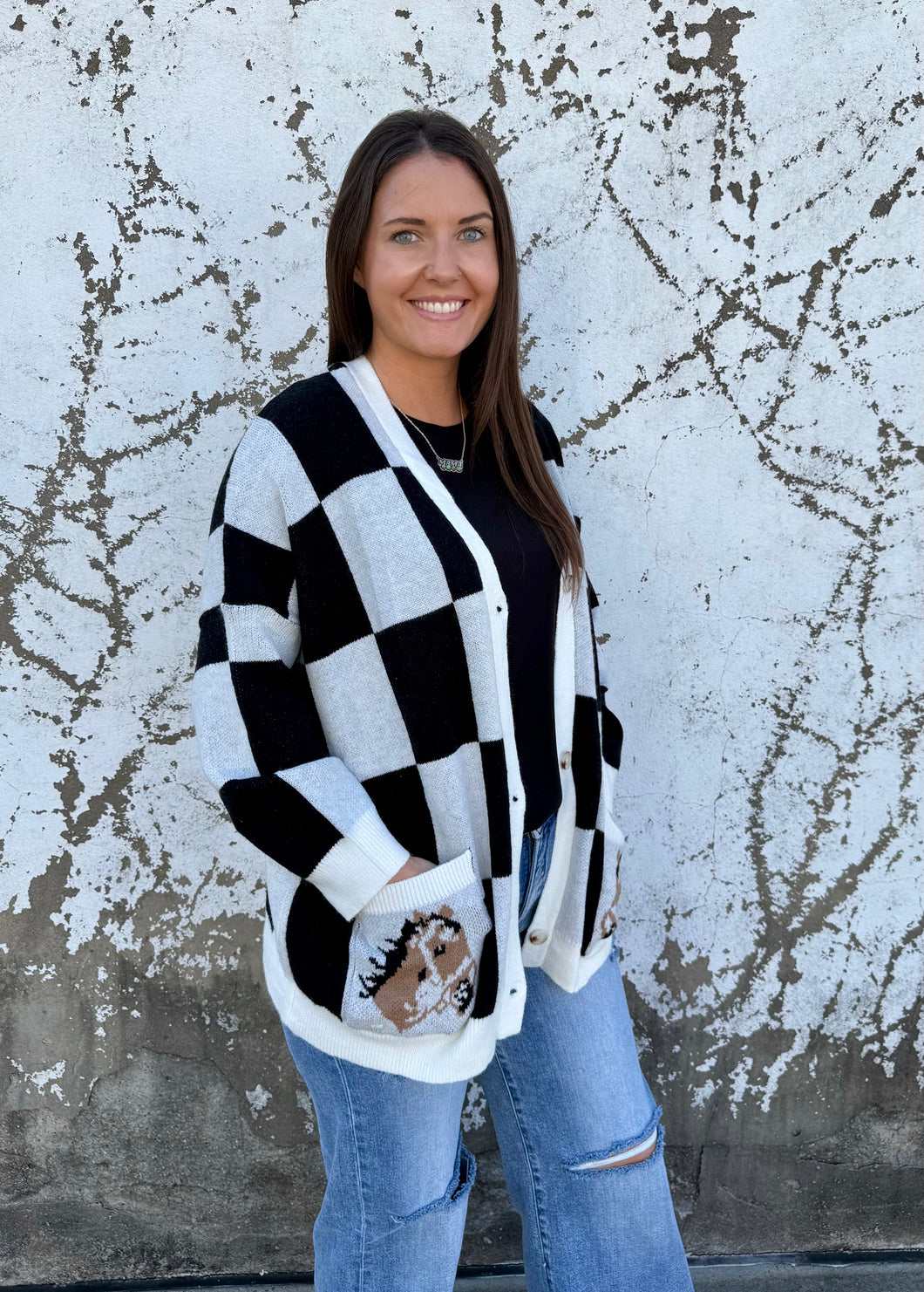 Take Me To The Races Oversized Cardigan