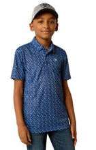 Load image into Gallery viewer, Ariat | Boys All Over S/S Polo Blue Depths
