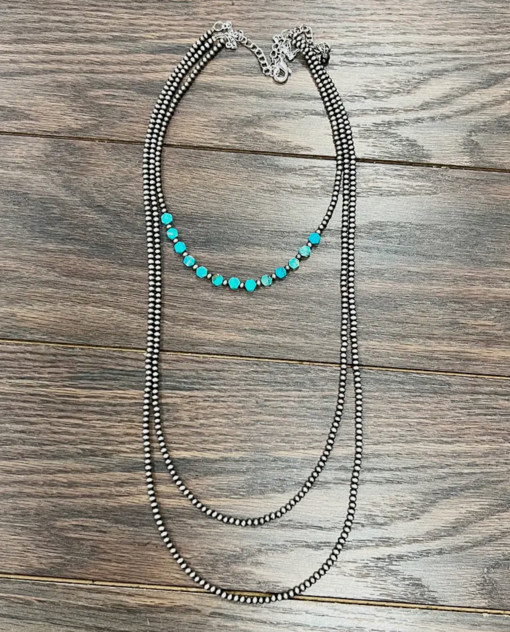 Handmade Navajo Bead, Hexa Gemstone Necklace