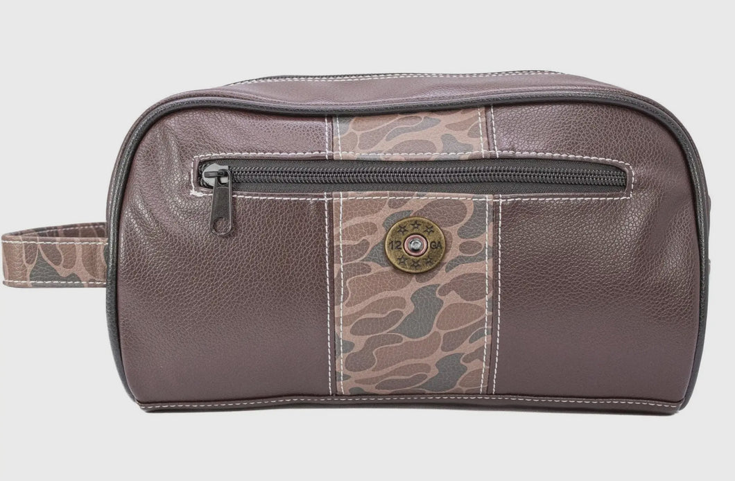 Shot Shell Leather/ Old Scool Camo Toiletry Bag