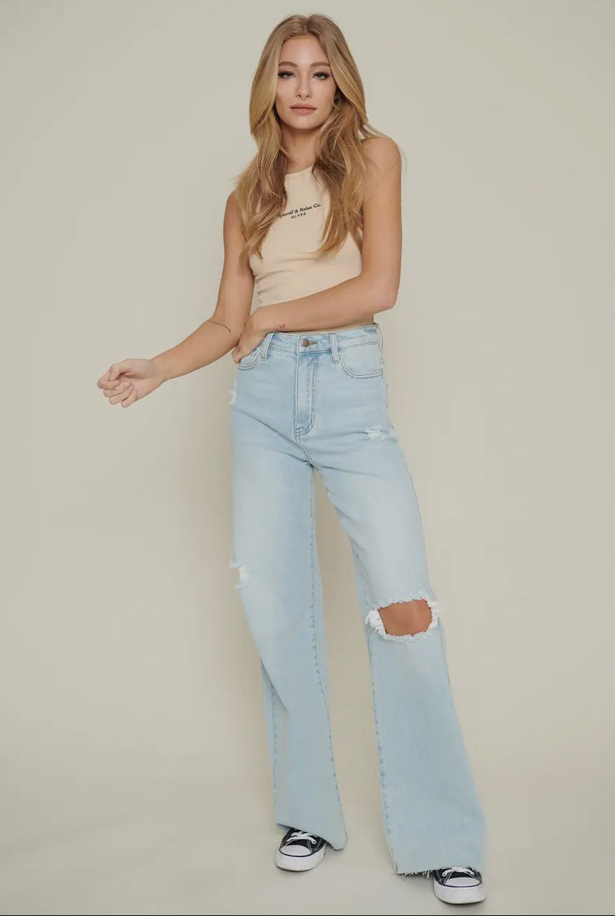 90’s Baby Wide Jeans | Light Stone