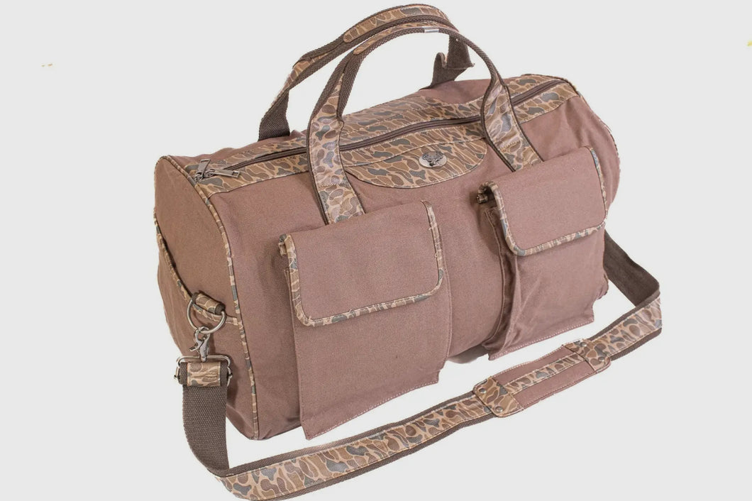 Buck Brown Canvas/ Old School Camo Weekender Bag