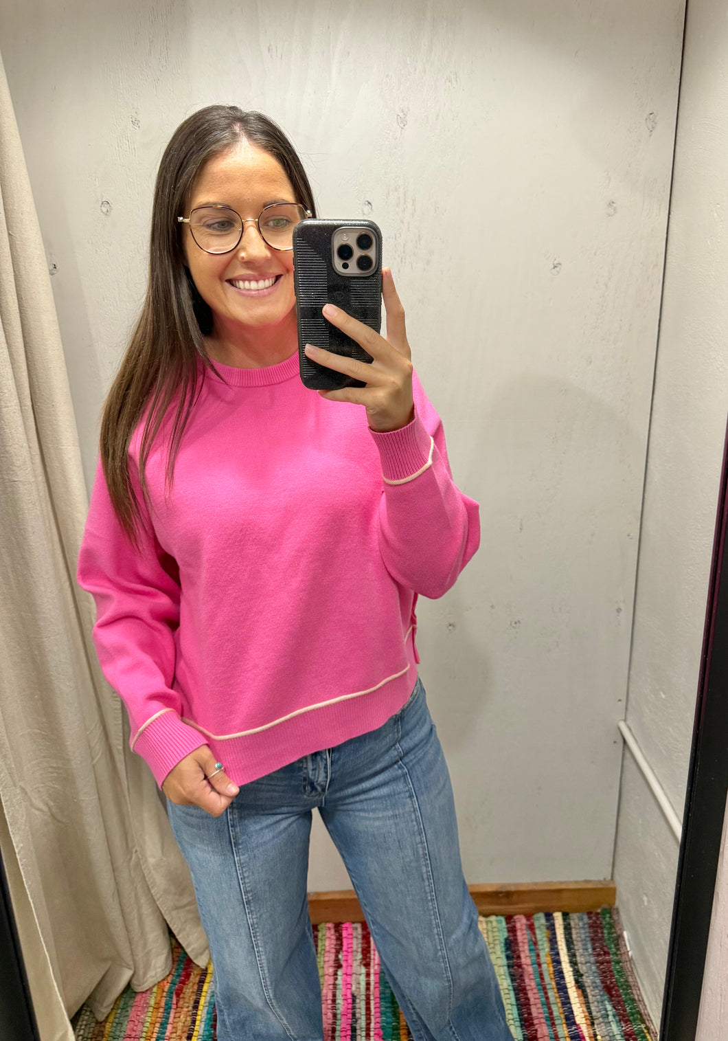Pink Raglan Sleeve Sweater