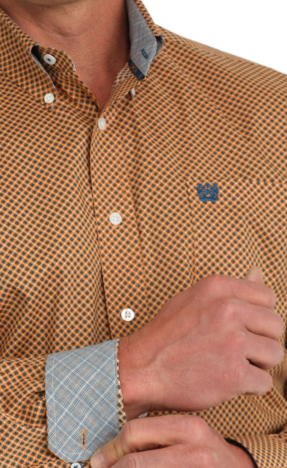 Cinch | Men’s Geometric Print Long Sleeve Orange