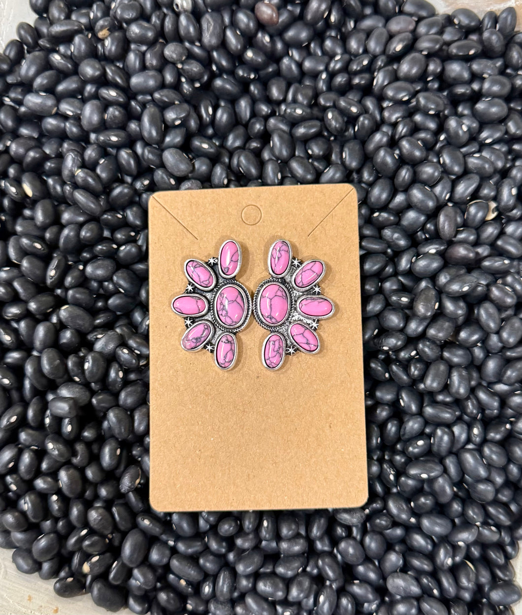 Half Cluster Pink Studs