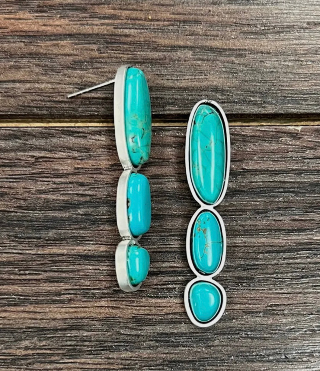 Turquoise Straight Stone Earrings