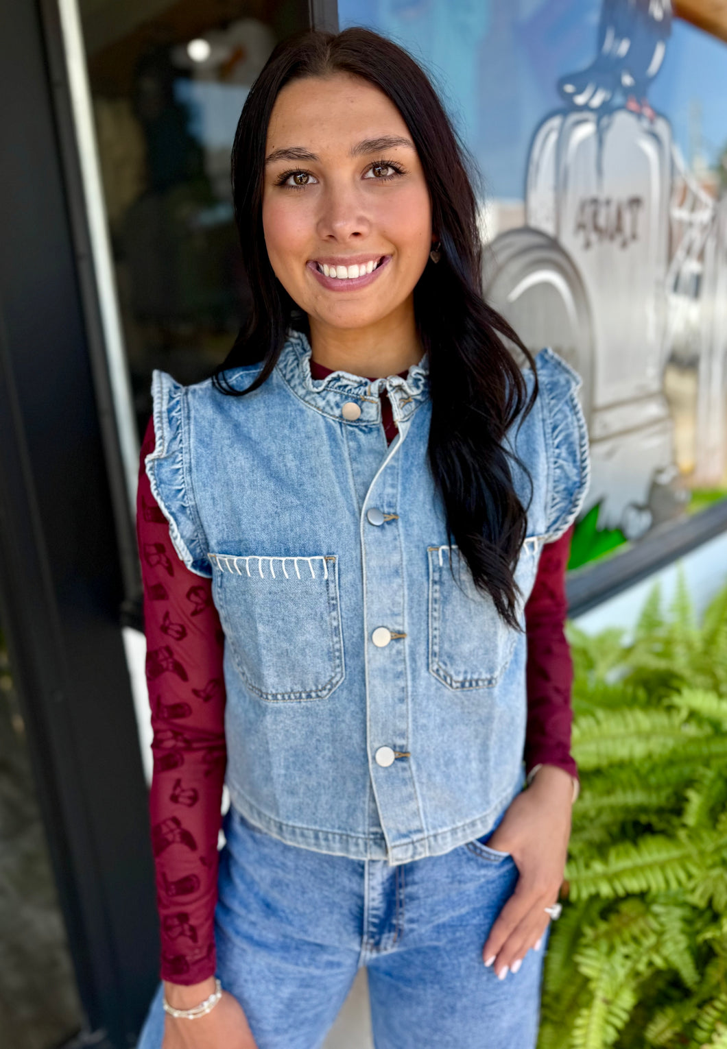 Davie Denim Scalloped Vest