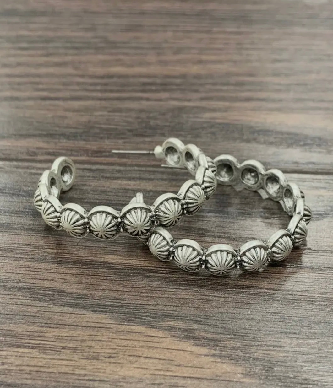 Concho Hoop Stud Earrings