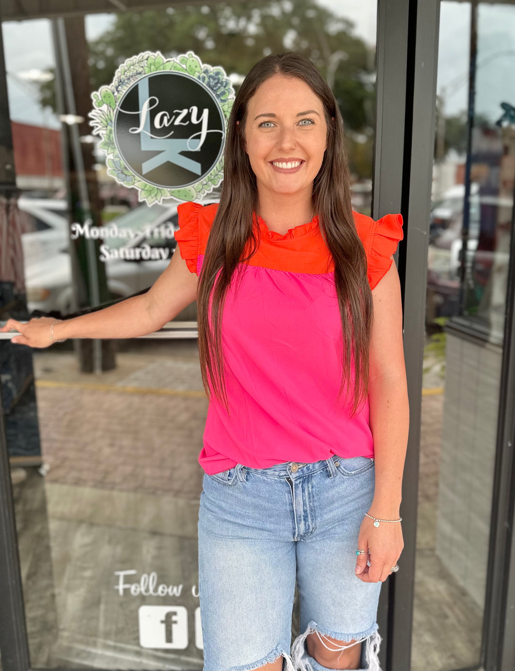 Finley Fuchsia Color Block Top