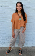 Load image into Gallery viewer, Burnt Sienna Striped Barrel Leg Jeans
