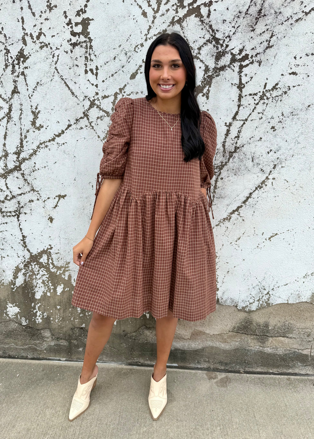 Plaid Babydoll Mini Dress