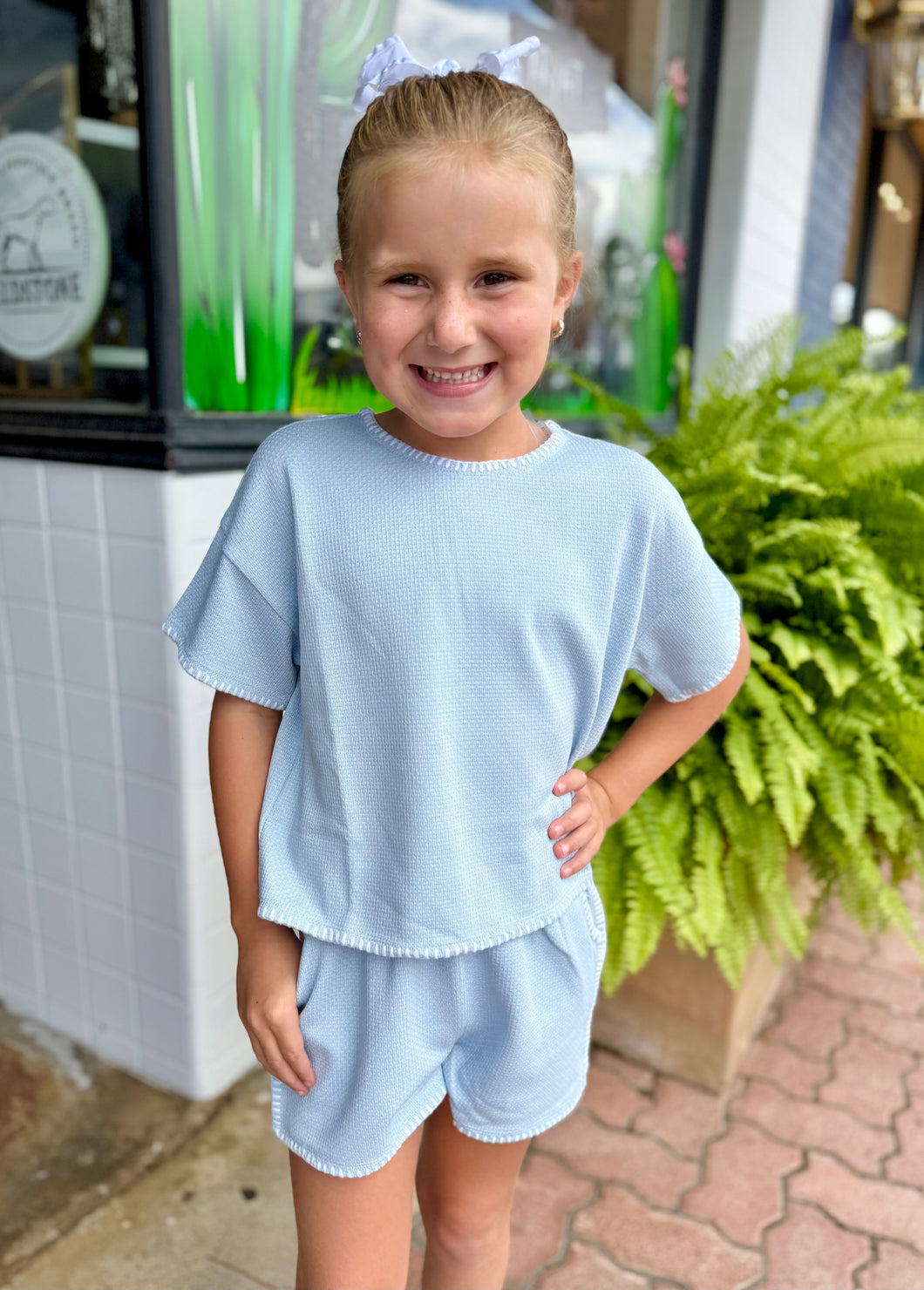 Hayden | Blue Knit Short Set