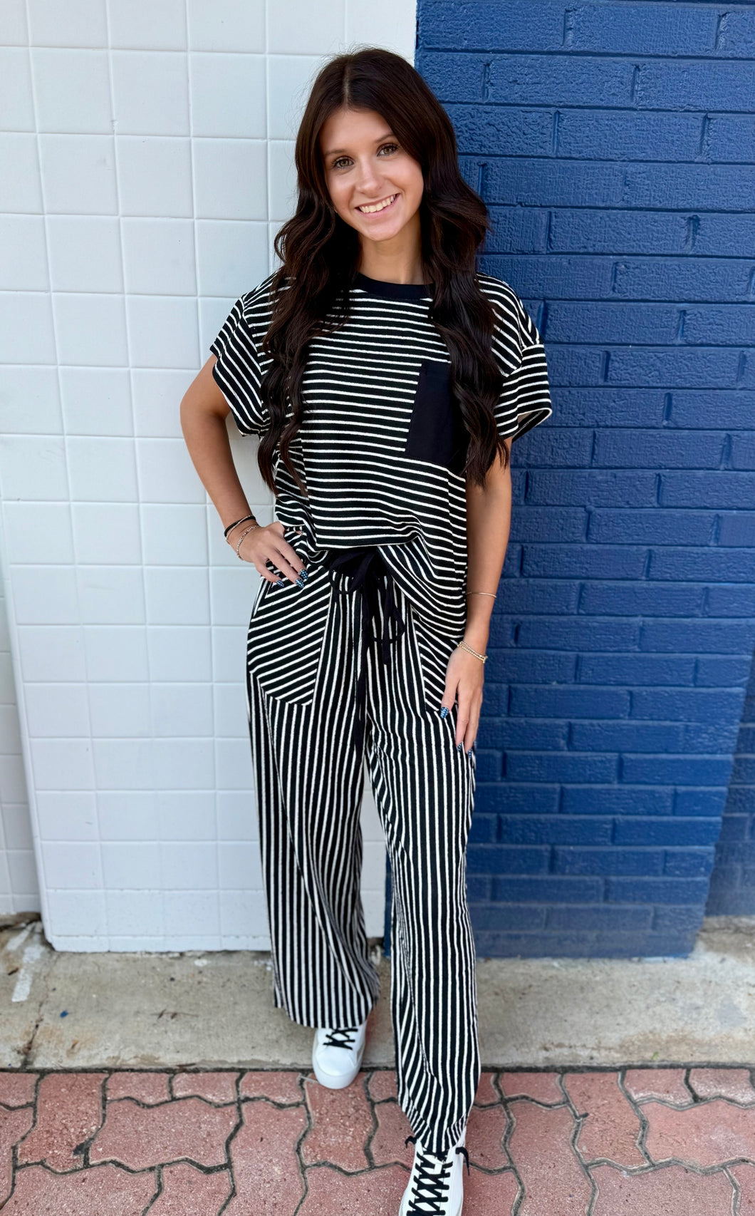 Sophie Striped Pocket Set | Black
