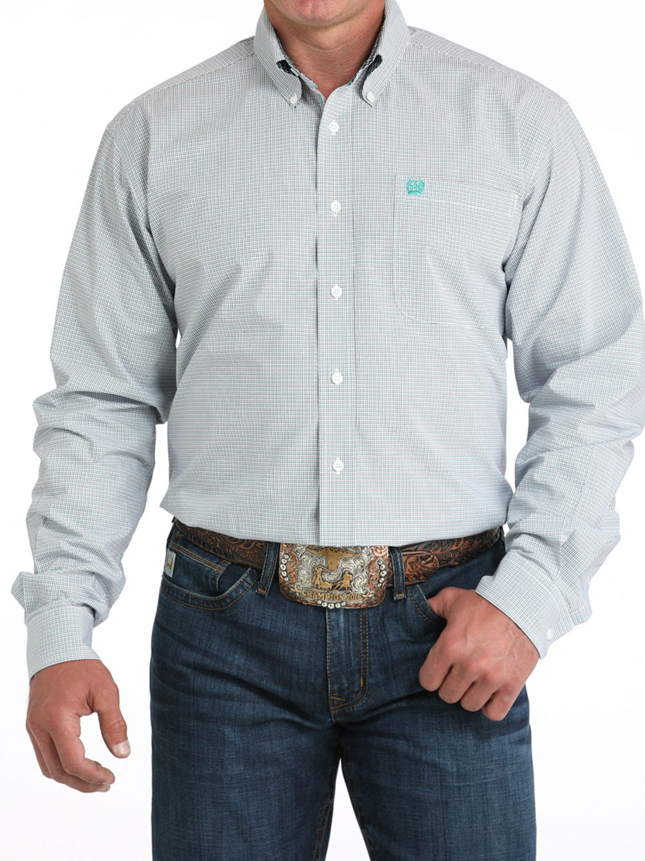 Cinch Mens | Aqua Plaid Button Up Shirt
