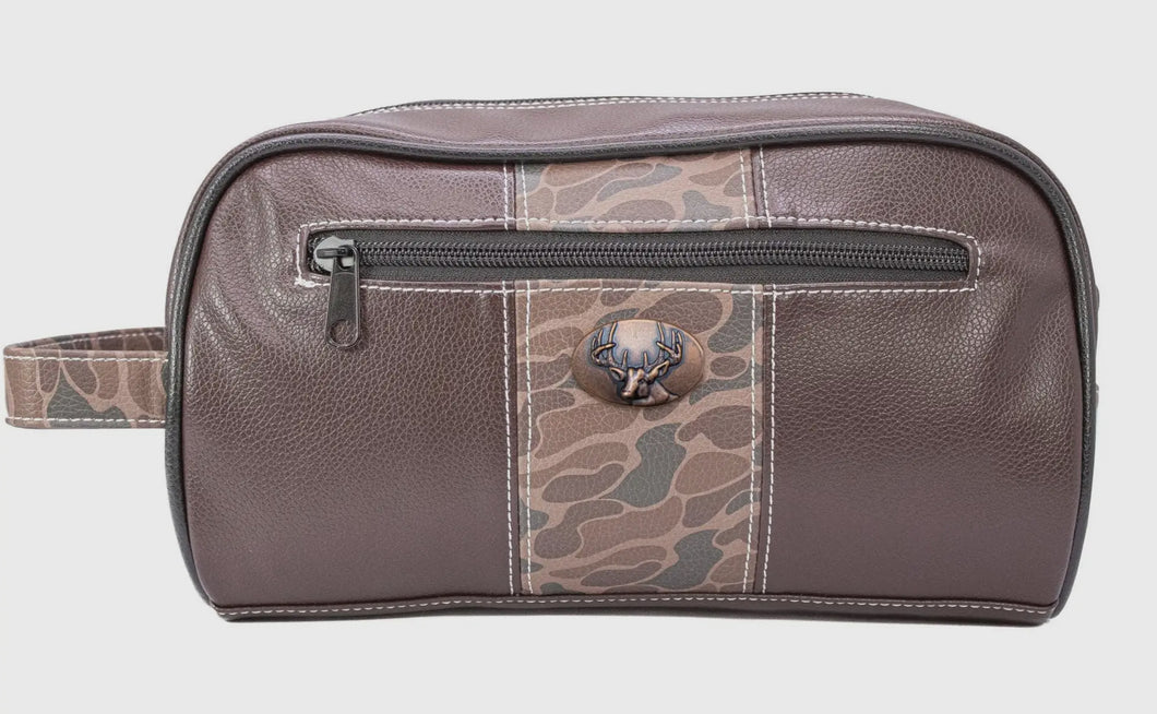 Buck Leather/ Old Scool Camo Toiletry Bag