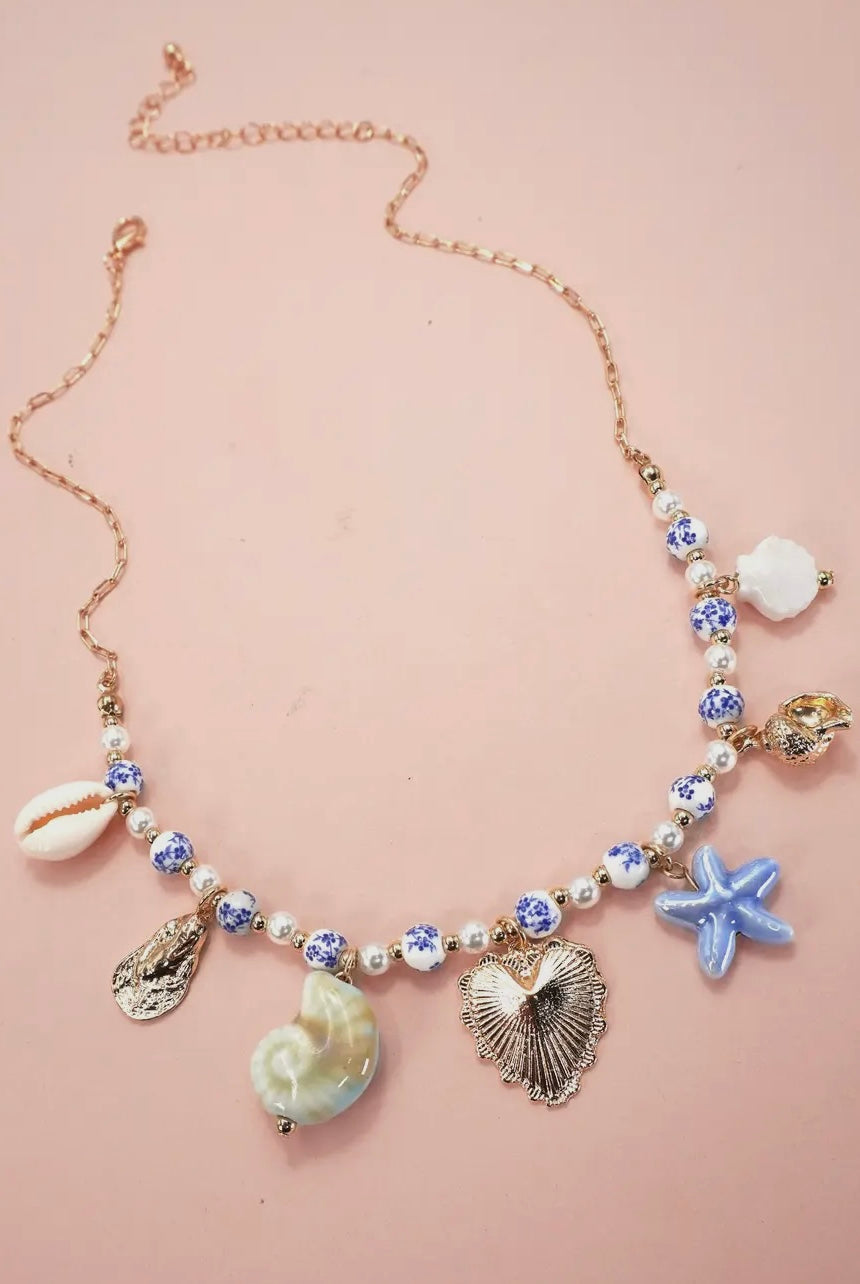 Charm Ceramic Porcelain Necklace | Heart Sea Life