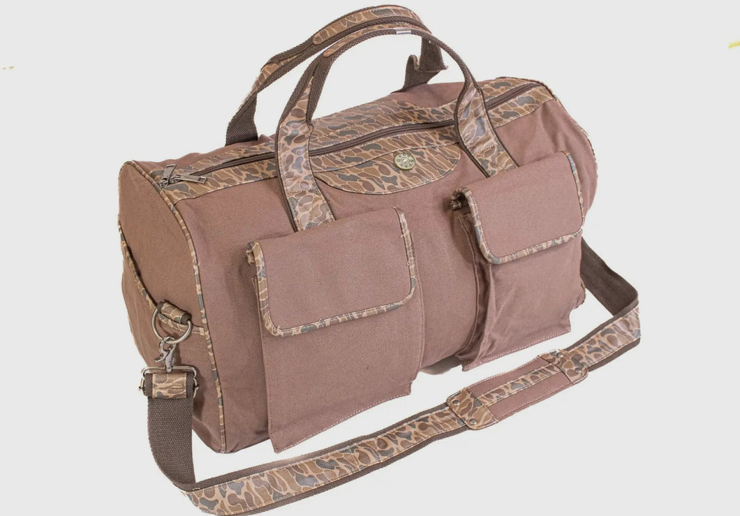 Shot Shell Brown Canvas/ Old School Camo Weekender Bag