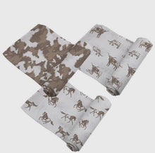Load image into Gallery viewer, Forever Cowboys &amp; Cowgirls Bamboo Swaddle 3 Pack
