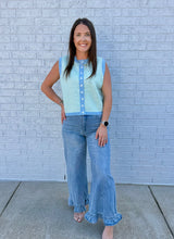 Load image into Gallery viewer, Mineral Washed Ruffle Hem Denim Jeans
