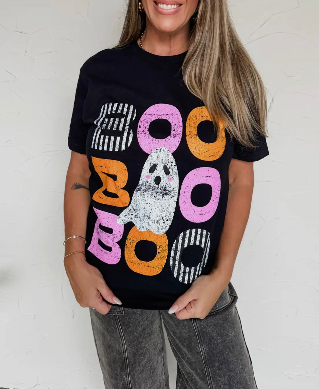 Boo Stacked Friendly Ghost Tee