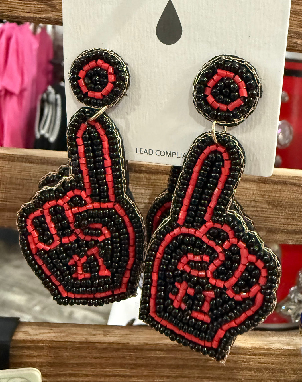 Beaded Foam Finger Earrings