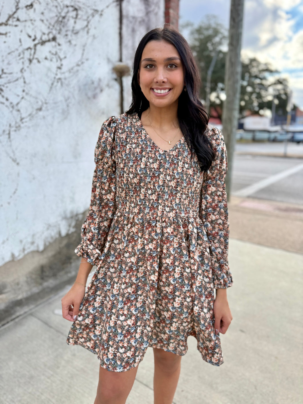 Vintage Floral Smock Dress