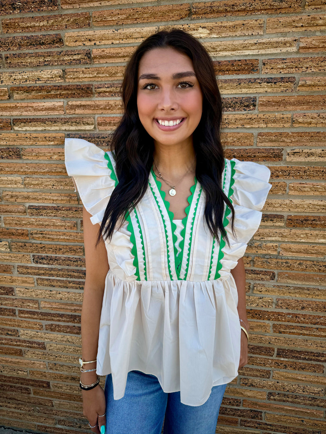 Kinsley Cream Ruffle Top