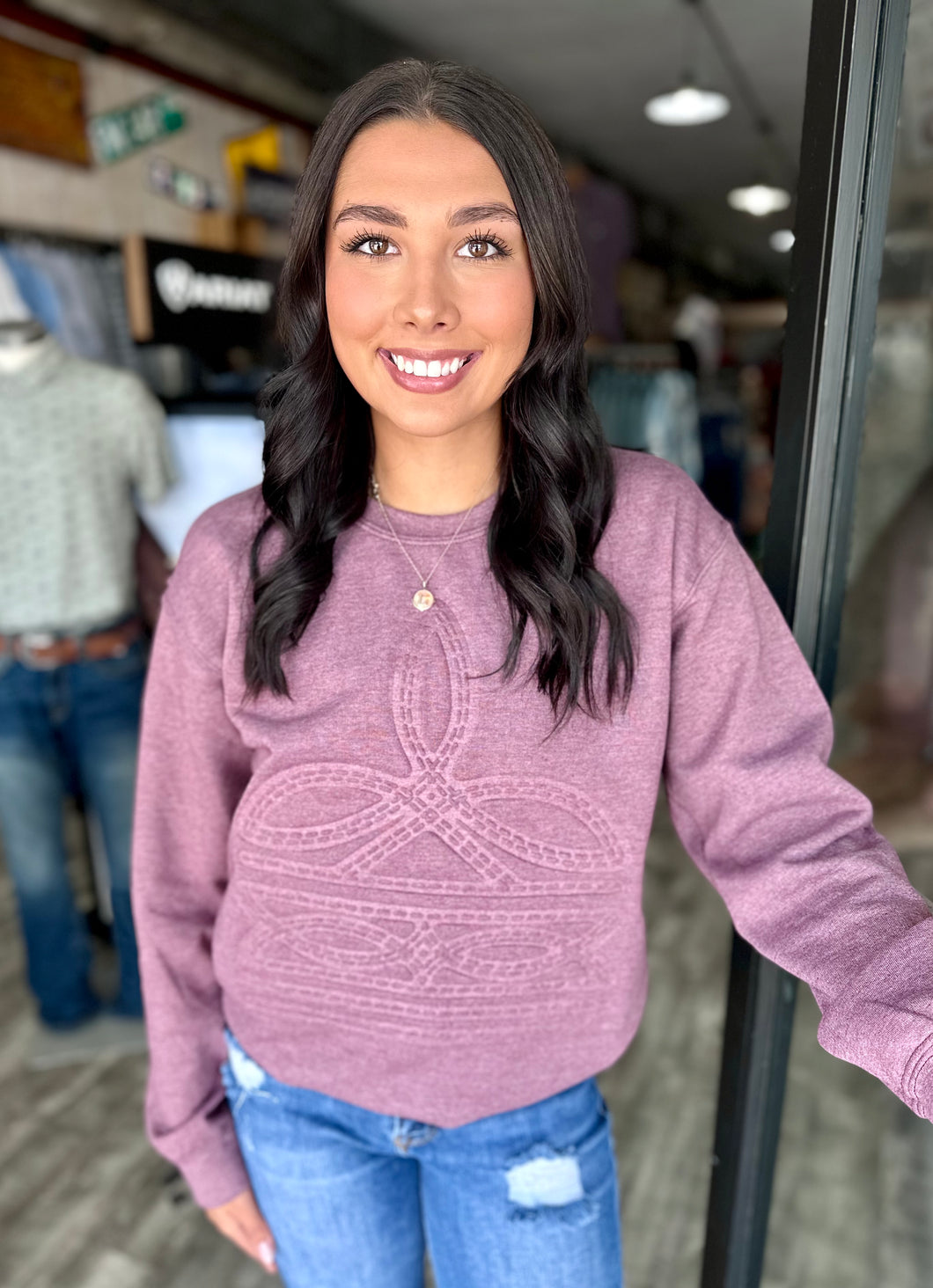 Gone Country Embossed Sweatshirt | Cranberry